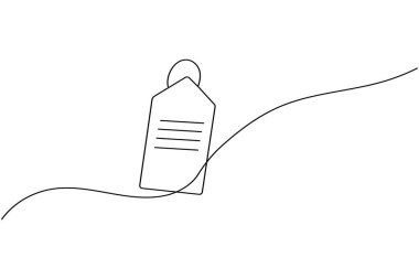 Fiyat etiketi sürekli bir çizgi çizimi ve minimalist stil özgün vektörü izole eder