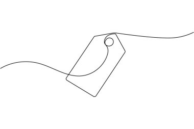 Fiyat etiketi sürekli bir çizgi çizimi ve minimalist stil özgün vektörü izole eder