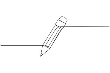 Kalem simgesi sürekli bir satır çizerek dış hat vektör illüstrasyonunu izole et