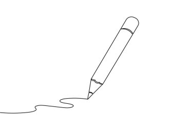 Kalem simgesi sürekli bir satır çizerek dış hat vektör illüstrasyonunu izole et