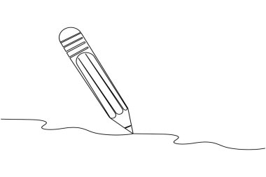 Kalem simgesi sürekli bir satır çizerek dış hat vektör illüstrasyonunu izole et