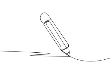 Kalem simgesi sürekli bir satır çizerek dış hat vektör illüstrasyonunu izole et