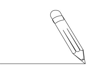 Kalem simgesi sürekli bir satır çizerek dış hat vektör illüstrasyonunu izole et