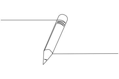 Kalem simgesi sürekli bir satır çizerek dış hat vektör illüstrasyonunu izole et