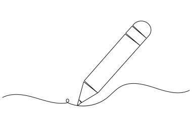 Kalem simgesi sürekli bir satır çizerek dış hat vektör illüstrasyonunu izole et