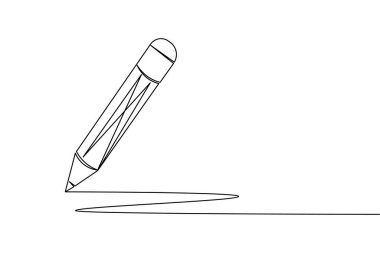 Kalem simgesi sürekli bir satır çizerek dış hat vektör illüstrasyonunu izole et