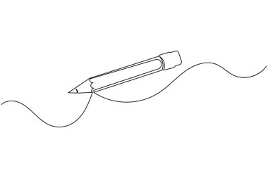 Kalem simgesi sürekli bir satır çizerek dış hat vektör illüstrasyonunu izole et