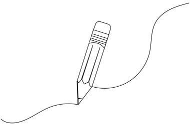 Kalem simgesi sürekli bir satır çizerek dış hat vektör illüstrasyonunu izole et