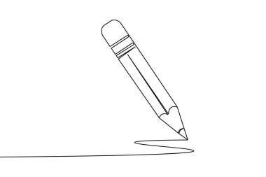 Kalem simgesi sürekli bir satır çizerek dış hat vektör illüstrasyonunu izole et