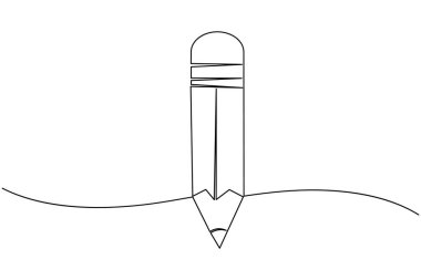 Kalem simgesi sürekli bir satır çizerek dış hat vektör illüstrasyonunu izole et