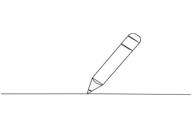 Kalem simgesi sürekli bir satır çizerek dış hat vektör illüstrasyonunu izole et