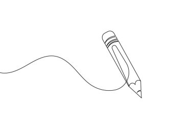 Kalem simgesi sürekli bir satır çizerek dış hat vektör illüstrasyonunu izole et