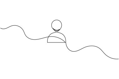 Kullanıcı simgesi sürekli bir çizgi çizer, dış hat vektör illüstrasyonunu izole eder