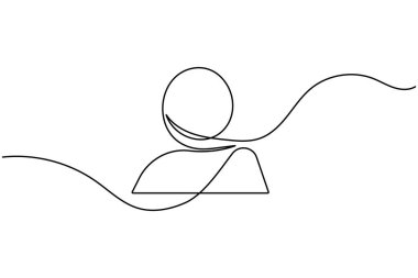 Kullanıcı simgesi sürekli bir çizgi çizer, dış hat vektör illüstrasyonunu izole eder