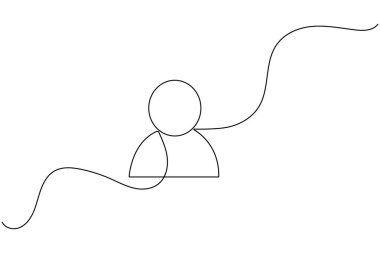 Kullanıcı simgesi sürekli bir çizgi çizer, dış hat vektör illüstrasyonunu izole eder