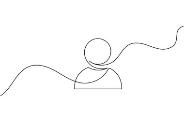 Kullanıcı simgesi sürekli bir çizgi çizer, dış hat vektör illüstrasyonunu izole eder