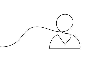 Kullanıcı simgesi sürekli bir çizgi çizer, dış hat vektör illüstrasyonunu izole eder