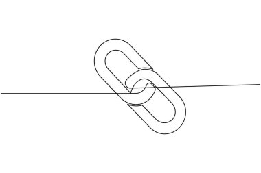 Zincir linki simgesi sürekli bir çizgi çizerek dış hat vektör illüstrasyonunu izole et