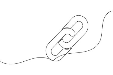 Zincir linki simgesi sürekli bir çizgi çizerek dış hat vektör illüstrasyonunu izole et