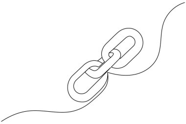 Zincir linki simgesi sürekli bir çizgi çizerek dış hat vektör illüstrasyonunu izole et