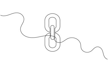 Zincir linki simgesi sürekli bir çizgi çizerek dış hat vektör illüstrasyonunu izole et