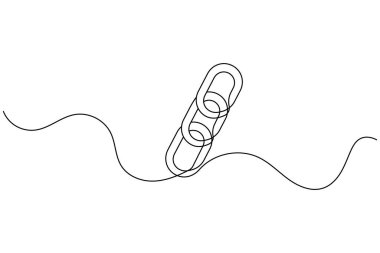 Zincir linki simgesi sürekli bir çizgi çizerek dış hat vektör illüstrasyonunu izole et