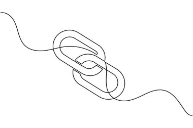 Zincir linki simgesi sürekli bir çizgi çizerek dış hat vektör illüstrasyonunu izole et