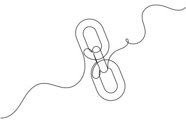 Zincir linki simgesi sürekli bir çizgi çizerek dış hat vektör illüstrasyonunu izole et