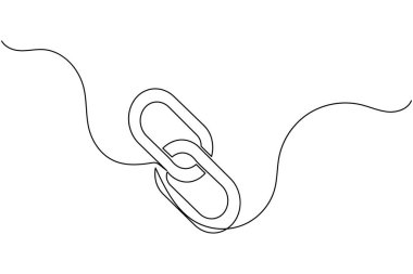 Zincir linki simgesi sürekli bir çizgi çizerek dış hat vektör illüstrasyonunu izole et