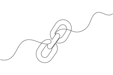 Zincir linki simgesi sürekli bir çizgi çizerek dış hat vektör illüstrasyonunu izole et