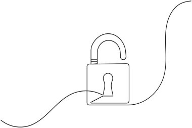 Simge minimalist stili tek satır sanatı izole edilmiş vektör çizimini kilitle