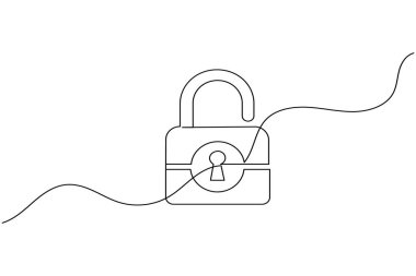 Simge minimalist stili tek satır sanatı izole edilmiş vektör çizimini kilitle