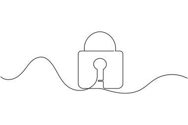 Simge minimalist stili tek satır sanatı izole edilmiş vektör çizimini kilitle