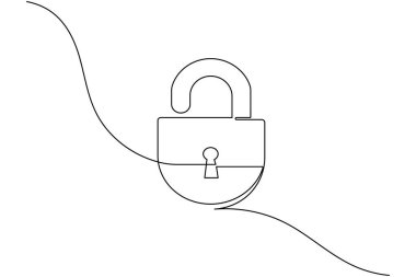 Simge minimalist stili tek satır sanatı izole edilmiş vektör çizimini kilitle