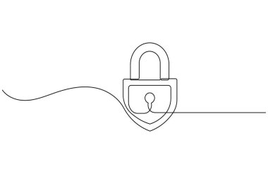 Simge minimalist stili tek satır sanatı izole edilmiş vektör çizimini kilitle