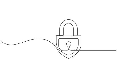 Simge minimalist stili tek satır sanatı izole edilmiş vektör çizimini kilitle