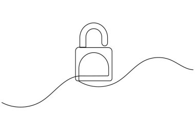 Simge minimalist stili tek satır sanatı izole edilmiş vektör çizimini kilitle