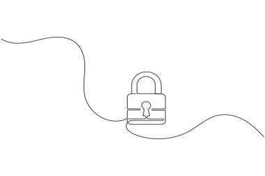 Simge minimalist stili tek satır sanatı izole edilmiş vektör çizimini kilitle