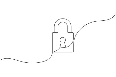 Simge minimalist stili tek satır sanatı izole edilmiş vektör çizimini kilitle