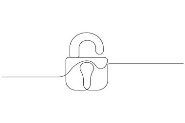 Simge minimalist stili tek satır sanatı izole edilmiş vektör çizimini kilitle
