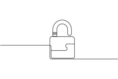Simge minimalist stili tek satır sanatı izole edilmiş vektör çizimini kilitle