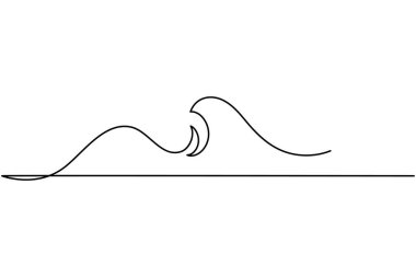 Okyanus dalgası minimalist bir çizgi çizimi ve biçim özet vektörü