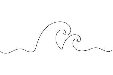 Okyanus dalgası minimalist bir çizgi çizimi ve biçim özet vektörü