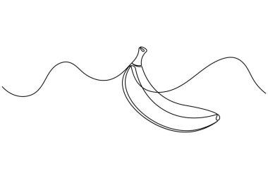 Muz meyvesi sürekli bir çizgi çizer ve minimalist stil ana hatlı vektör simgesini izole eder