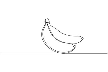 Muz meyvesi sürekli bir çizgi çizer ve minimalist stil ana hatlı vektör simgesini izole eder