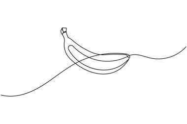 Muz meyvesi sürekli bir çizgi çizer ve minimalist stil ana hatlı vektör simgesini izole eder