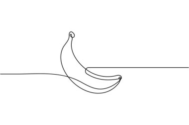 Muz meyvesi sürekli bir çizgi çizer ve minimalist stil ana hatlı vektör simgesini izole eder