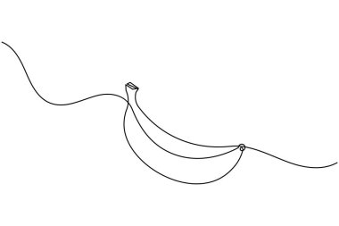 Muz meyvesi sürekli bir çizgi çizer ve minimalist stil ana hatlı vektör simgesini izole eder