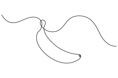 Muz meyvesi sürekli bir çizgi çizer ve minimalist stil ana hatlı vektör simgesini izole eder