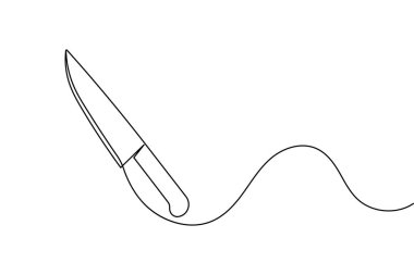 Mutfak için minimalist tarzda çizilmiş sürekli bıçak çizgisi